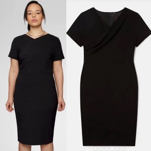 Universal Standard NWT Black Faux Wrap Front Surplice Dress Large 22-24 - Picture 2 of 4